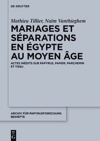 bokomslag Mariages Et Séparations En Égypte Au Moyen Âge: Actes Inédits Sur Papyrus, Papier, Parchemin Et Tissu