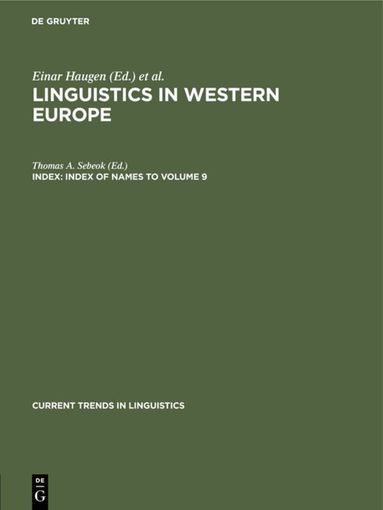 Einar Haugen, Werner Winter - Index of names to volume 9, Inbunden