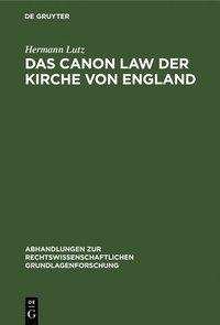 bokomslag Das Canon Law Der Kirche Von England
