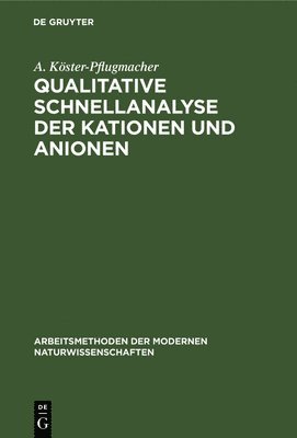 bokomslag Qualitative Schnellanalyse Der Kationen Und Anionen