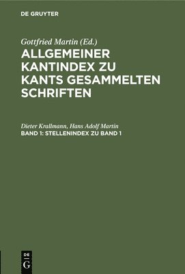 Dieter Krallmann, Hans Adolf Martin - Stellenindex Zu Band 1, Inbunden