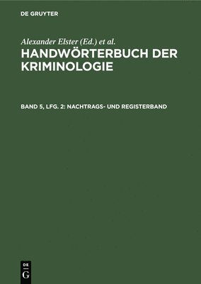 Rudolf Sieverts, Hans J Schneider - Nachtrags- Und Registerband, Inbunden