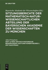 bokomslag Kritisch-Historische Bemerkungen Zur Funktionentheorie II. (Mit Nachtrag)