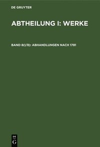 bokomslag Abhandlungen Nach 1781