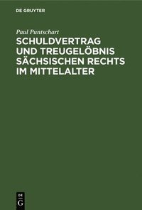 bokomslag Schuldvertrag Und Treugelbnis Schsischen Rechts Im Mittelalter