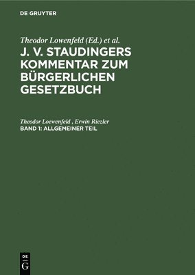 Theodor Loewenfeld, Erwin Riezler, Theodor Erwin Loewenfeld  Riezler - Allgemeiner Teil, Inbunden