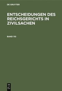 bokomslag Entscheidungen Des Reichsgerichts in Zivilsachen. Band 110