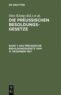 bokomslag Das Preuische Besoldungsgesetz Vom 17. Dezember 1927