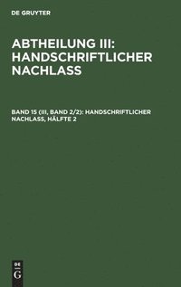 bokomslag Handschriftlicher Nachlaß, Hälfte 2