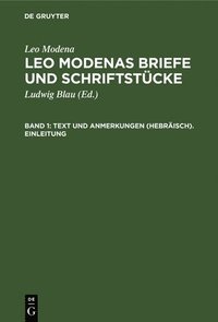 bokomslag Text Und Anmerkungen (Hebräisch). Einleitung