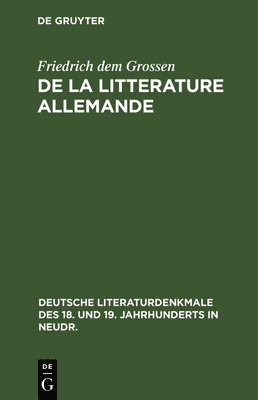 bokomslag de la Litterature Allemande