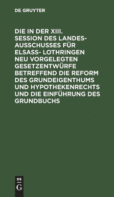 bokomslag Die in Der XIII. Session Des Landesausschusses Fr Elsa- Lothringen Neu Vorgelegten Gesetzentwrfe Betreffend Die Reform Des Grundeigenthums Und Hypothekenrechts Und Die Einfhrung Des Grundbuchs