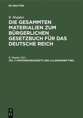 bokomslag Einführungsgesetz Und Allgemeiner Theil