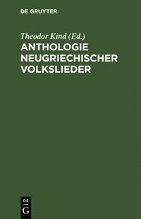 bokomslag Anthologie Neugriechischer Volkslieder
