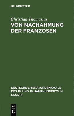 bokomslag Von Nachahmung Der Franzosen