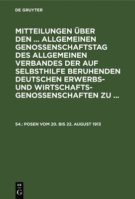 bokomslag Posen Vom 20. Bis 22. August 1913