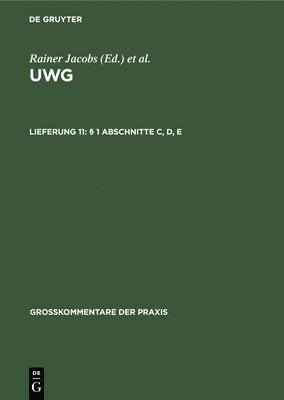 Wolfgang B Schünemann, Helmut Köhler - § 1 Abschnitte C, D, E, Inbunden