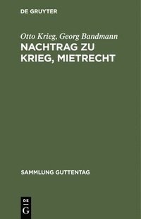 bokomslag Nachtrag Zu Krieg, Mietrecht