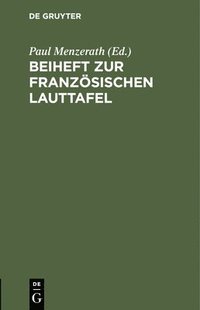 bokomslag Beiheft Zur Franzsischen Lauttafel