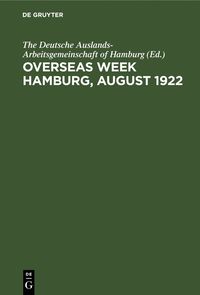 bokomslag Overseas Week Hamburg, August 1922