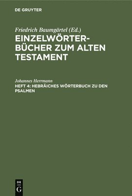 bokomslag Hebräiches Wörterbuch Zu Den Psalmen