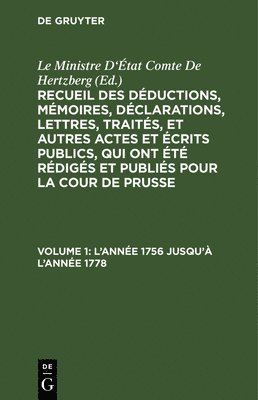 bokomslag L'Année 1756 Jusqu'à l'Année 1778