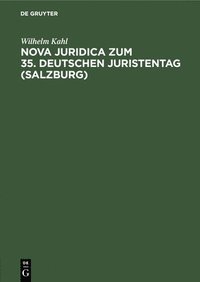 bokomslag Nova Juridica Zum 35. Deutschen Juristentag (Salzburg)