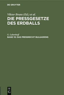 bokomslag Das Preßrecht Bulgariens