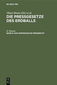 bokomslag Das Norwegische Preßrecht
