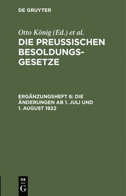 bokomslag Die Änderungen AB 1. Juli Und 1. August 1922