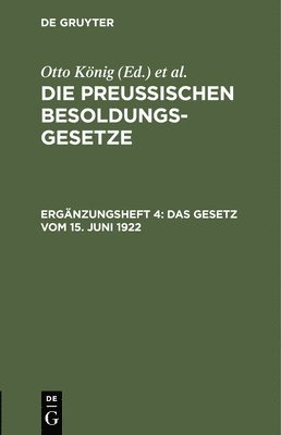 bokomslag Das Gesetz Vom 15. Juni 1922