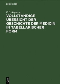 bokomslag Vollstndige bersicht Der Geschichte Der Medicin in Tabellarischer Form