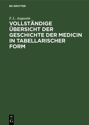 bokomslag Vollständige Übersicht Der Geschichte Der Medicin in Tabellarischer Form