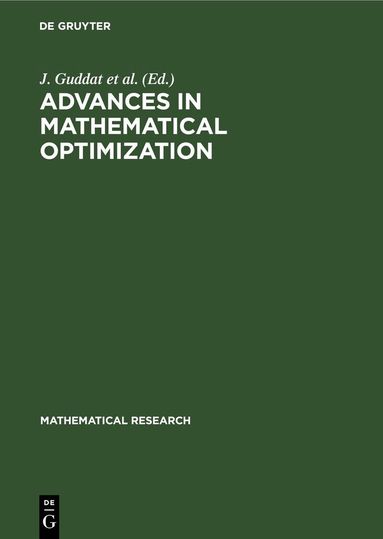 J. Guddat et al. - Advances in Mathematical Optimization, Inbunden