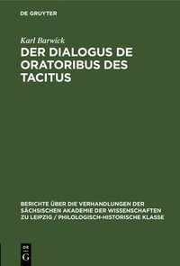 bokomslag Der Dialogus de Oratoribus Des Tacitus