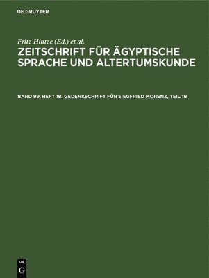 bokomslag Gedenkschrift Für Siegfried Morenz, Teil 1b