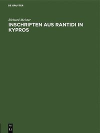 bokomslag Inschriften Aus Rantidi in Kypros