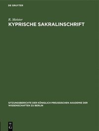 bokomslag Kyprische Sakralinschrift