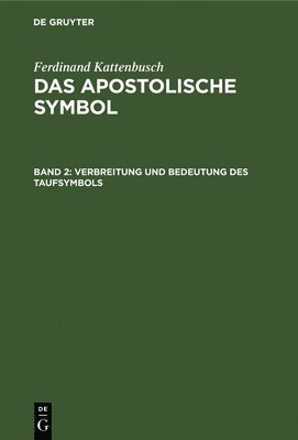 bokomslag Verbreitung Und Bedeutung Des Taufsymbols