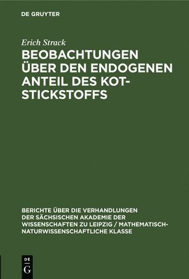 Beobachtungen ber Den Endogenen Anteil Des Kot-Stickstoffs 1