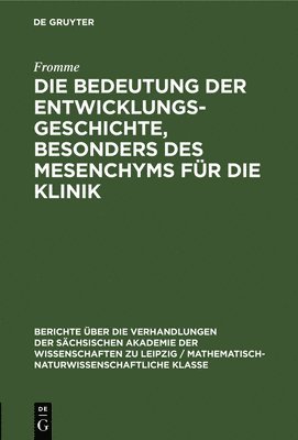 bokomslag Die Bedeutung Der Entwicklungsgeschichte, Besonders Des Mesenchyms Fr Die Klinik