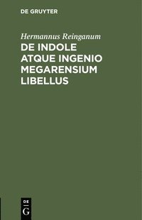 bokomslag de Indole Atque Ingenio Megarensium Libellus