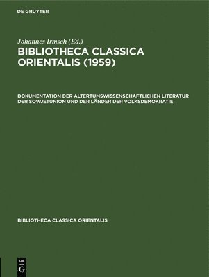 Heyde, Johannes Irmsch - Bibliotheca Classica Orientalis. Band 4, Heft 1, Inbunden
