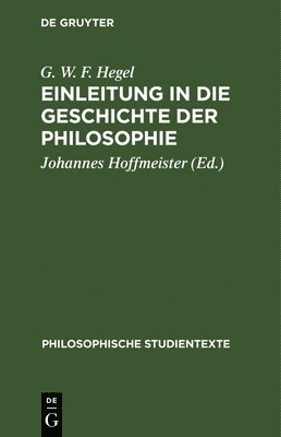 bokomslag Einleitung in Die Geschichte Der Philosophie