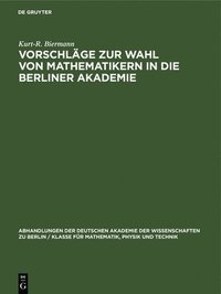 bokomslag Vorschlge Zur Wahl Von Mathematikern in Die Berliner Akademie