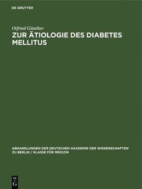 bokomslag Zur tiologie Des Diabetes Mellitus