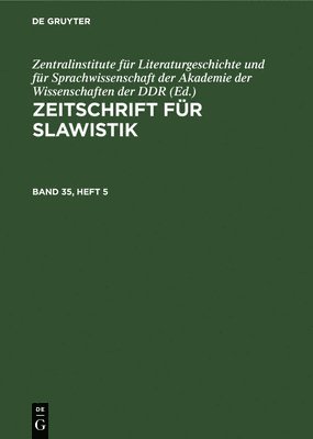 bokomslag Zeitschrift Für Slawistik. Band 35, Heft 5