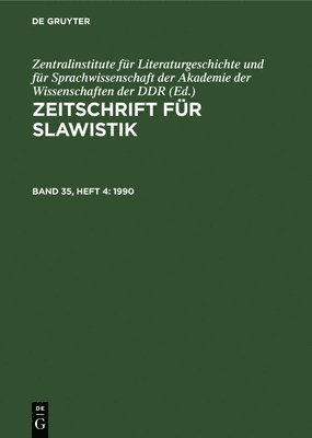 bokomslag Zeitschrift Für Slawistik. Band 35, Heft 4