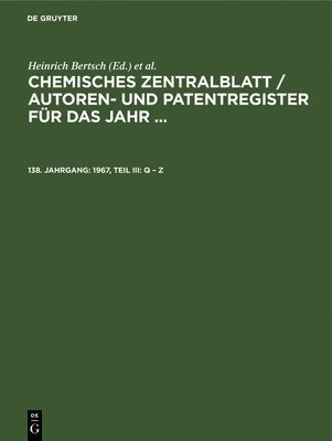 Heinrich Bertsch, Wilhelm Klemm - 1967, Teil III: Q - Z, Inbunden