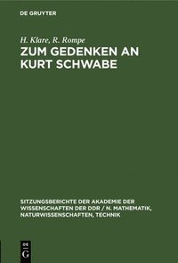 bokomslag Zum Gedenken an Kurt Schwabe